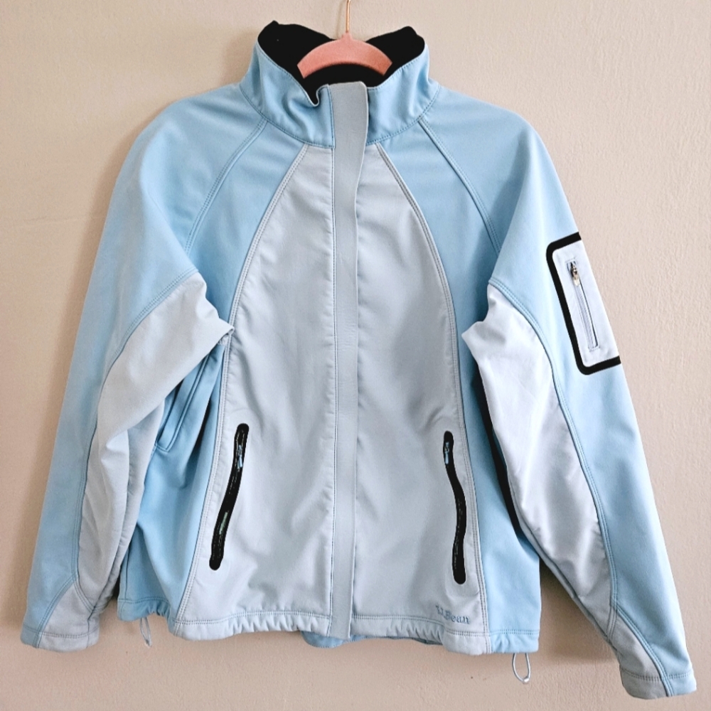 Vintage L.L. Bean Womens Soft Shell OAKMS Full Zip Light Blue Jacket Size Large